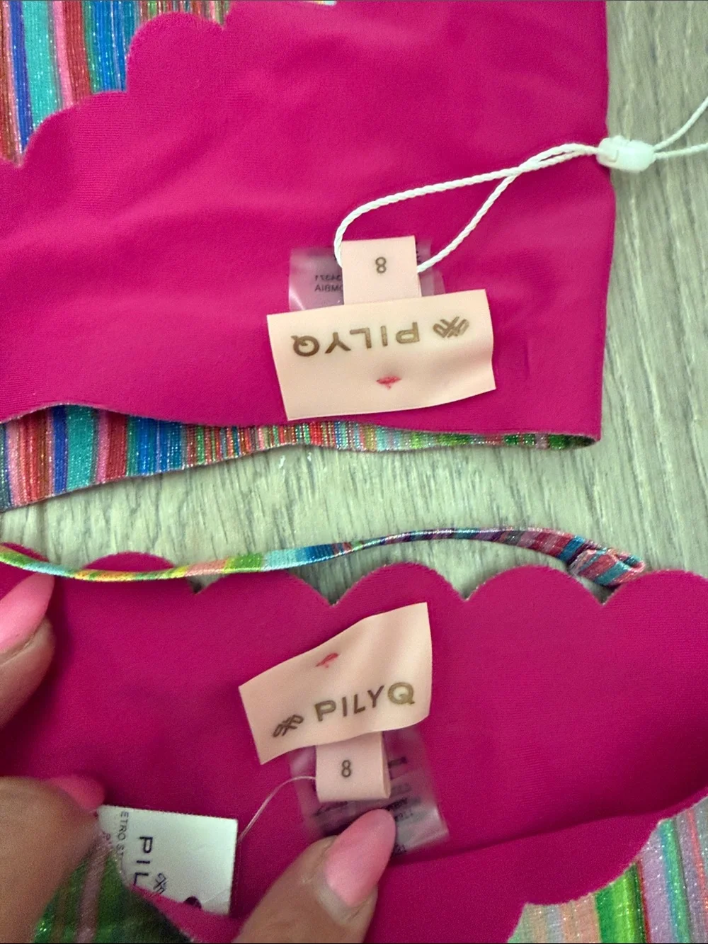Pilyq Multicolor Striped Scallop-Edge Bikini Bottoms  size 8 but fits 5/6